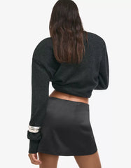 Floral satin mini skirt