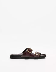 Flat slider sandals with buckles