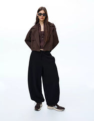 Plush barrel pants with stoppers