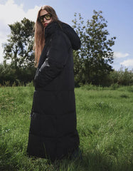 Long hoodie puffer coat