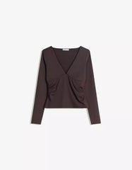 Long sleeve T-shirt with gathering