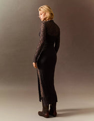 Blonde lace long sleeve midi dress