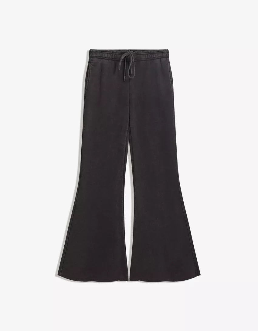 Plush flared pants with frayed hems