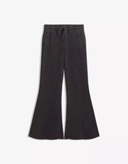 Plush flared pants with frayed hems
