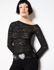 Long sleeve blonde lace top