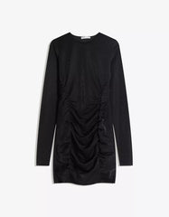 Gathered long sleeve shimmery mini dress