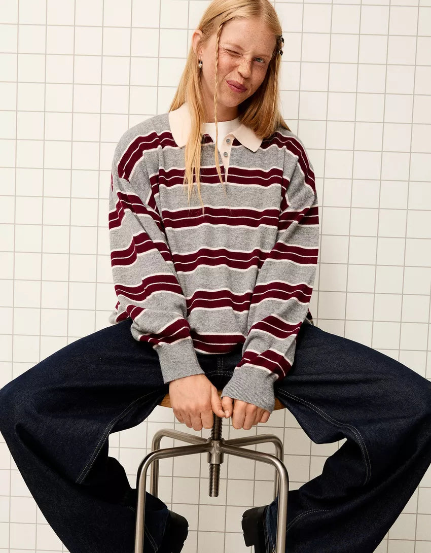 Sweater with polo collar