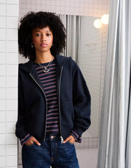 Oversize hooded sweatshirt with zipper