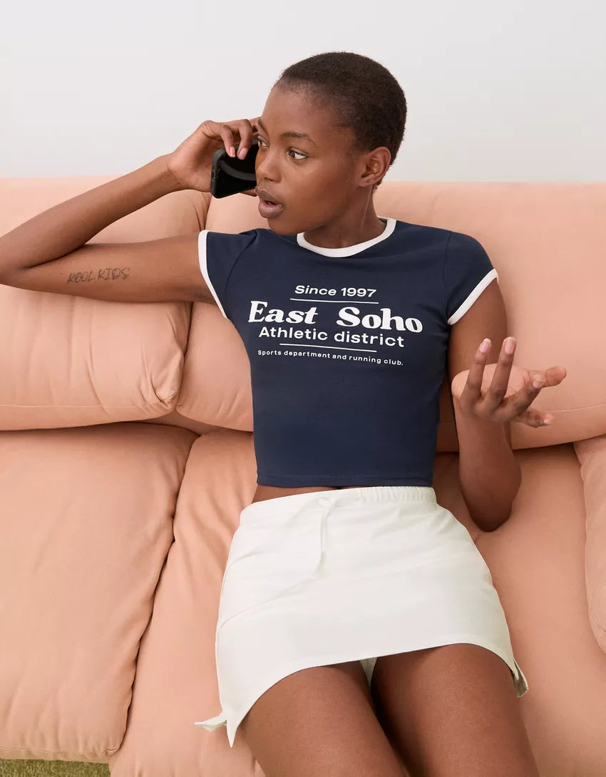 Skort with tied waistband