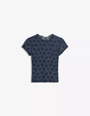 Printed short sleeve tulle T-shirt