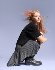 Striped asymmetric mini skirt