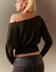 Striped long sleeve sash T-shirt