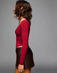 Long sleeve T-shirt with gathering