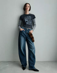 Short sleeve T-shirt with studs and print