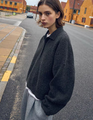 Boxy polo collar sweater