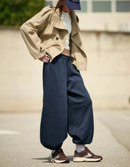 Plush barrel pants with stoppers