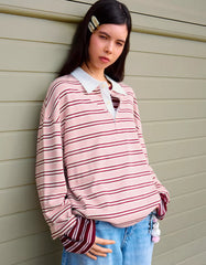 Long sleeve T-shirt with polo collar