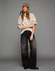 Boxy polo collar sweater