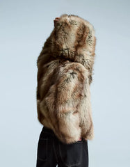 Faux fur hooded jacket