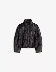 Leather effect puffer jacket