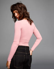 Long sleeve T-shirt with gathering