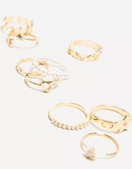 9-pack of thin pearl bead rings
