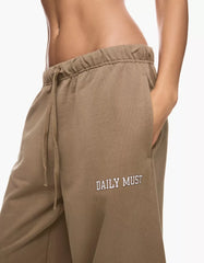 Embroidered plush joggers