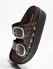 Buckled platform sandals with stud details