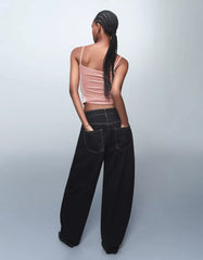 Metallic thread strappy top