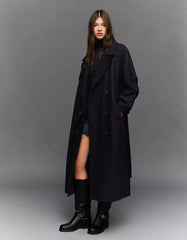 Oversize wool blend coat with belt