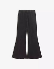 Plush flared pants with frayed hems