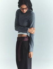 High neck ribbed sweater